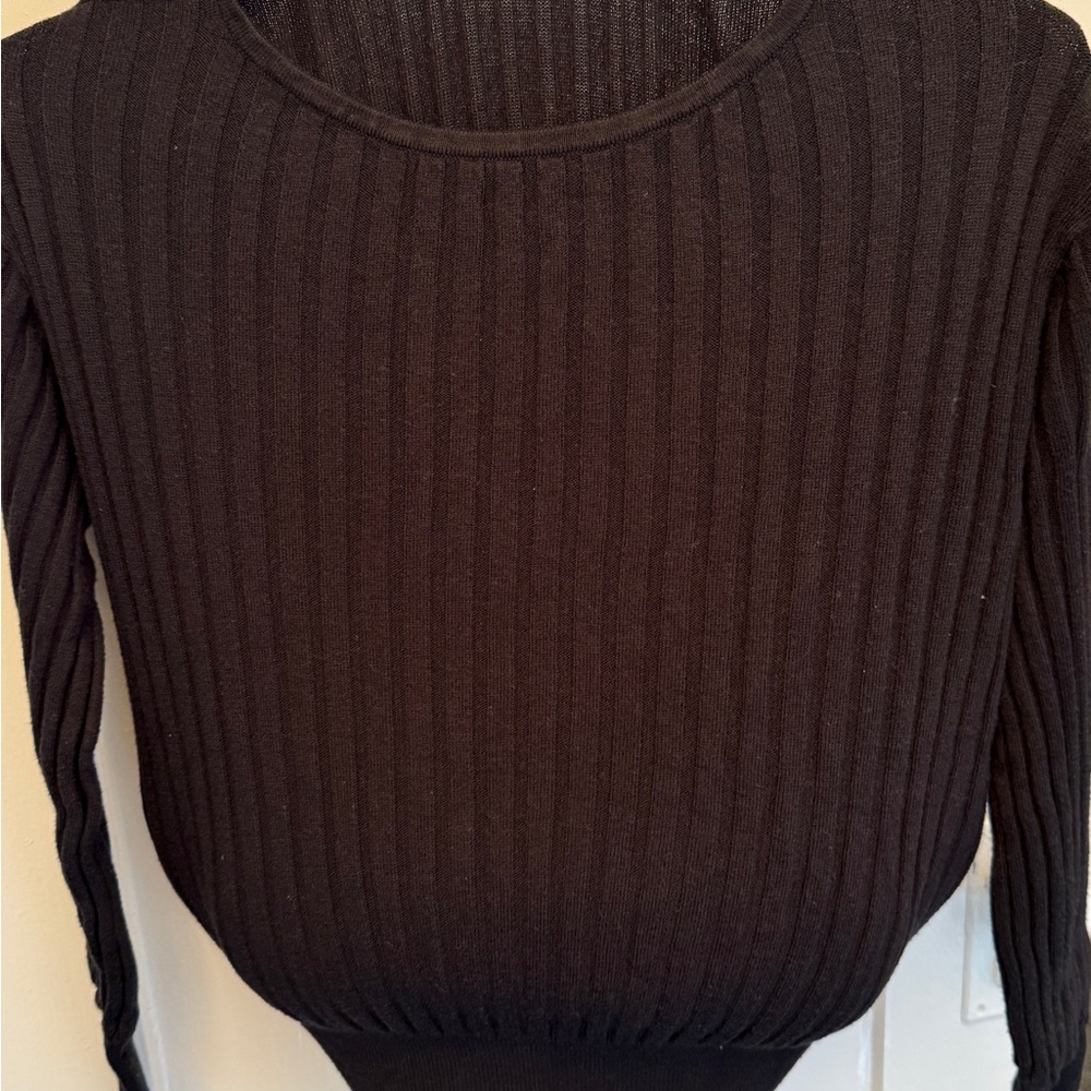 Black Ribbed Knit Sweater - Picture 2 of 4